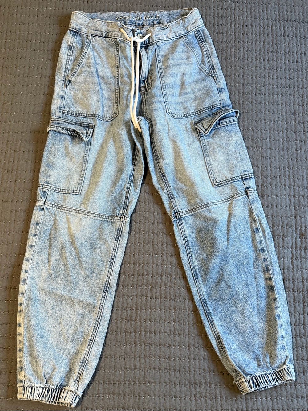 American Eagle Cargo Joggers Denim Light Wash Size 2 Gorpcore Streetwear